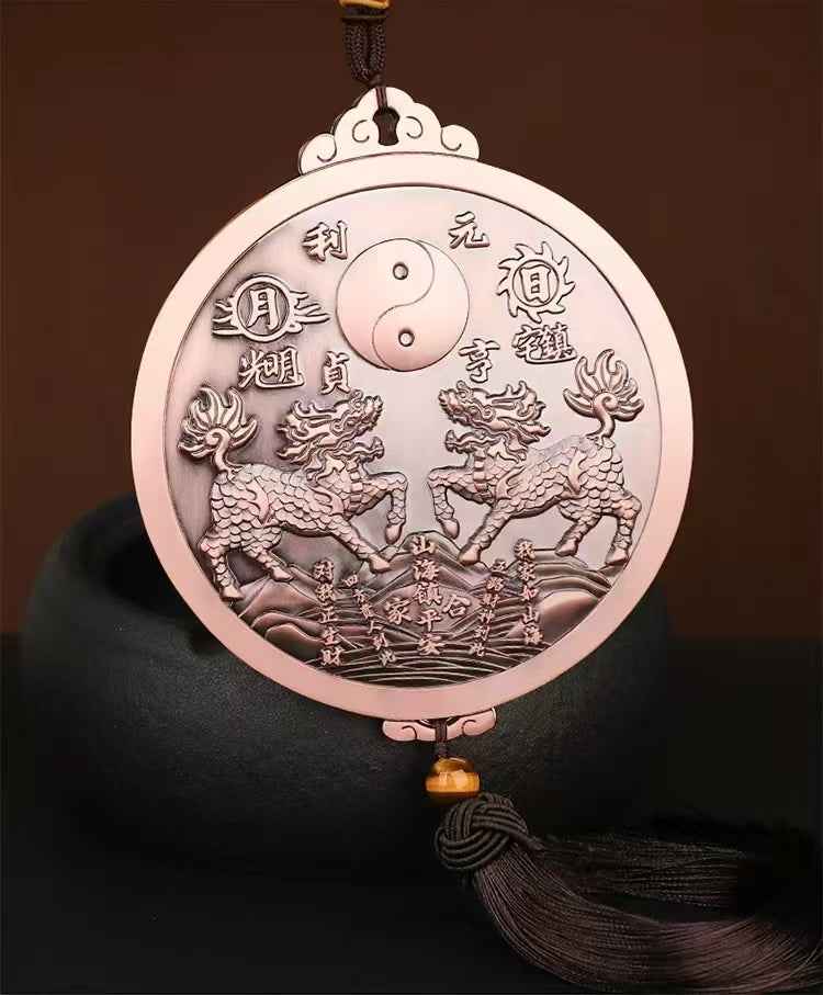 Double Qilin Mountain & Sea Wall Plaque – Guardian of Harmony & Prosperity